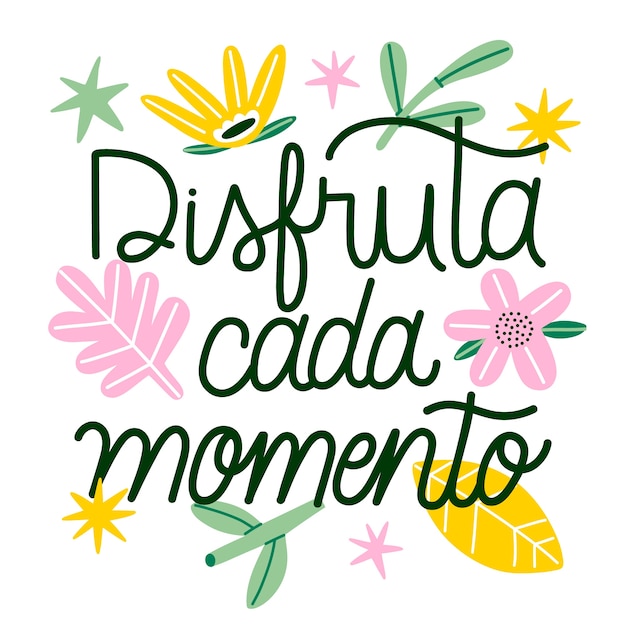 Flat design motivational phrases in spanish design