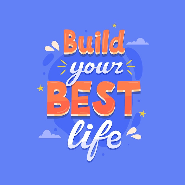 Flat design motivational poster lettering illustration