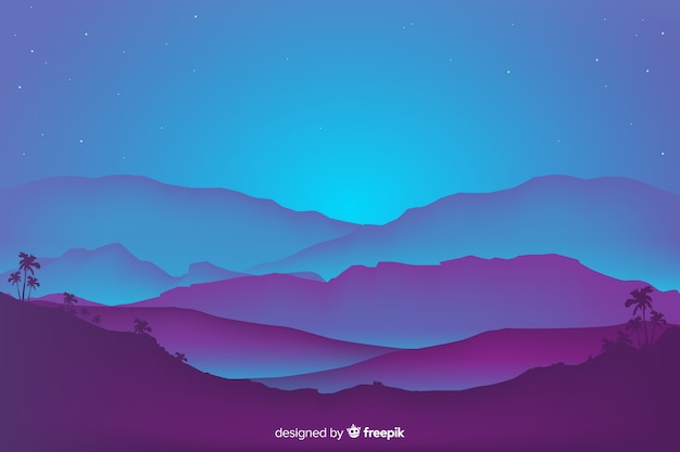 Free vector flat design mountain landscape background