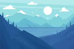 Free vector flat design mountain landscape