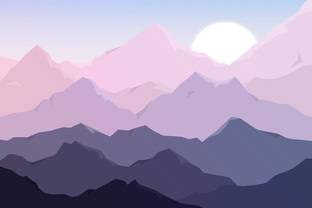 Flat design mountain landscape