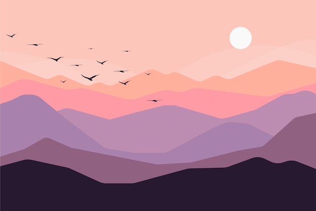 Бесплатное векторное изображение Плоский дизайн горный пейзаж