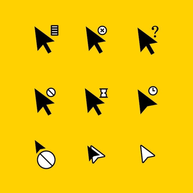 Free vector flat design mouse cursor set