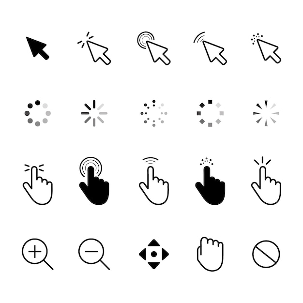 Flat design mouse cursor set