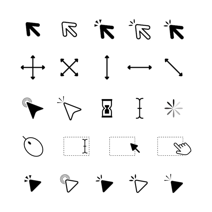 무료 Vector 플래트 디자인 마우스 커서 세트