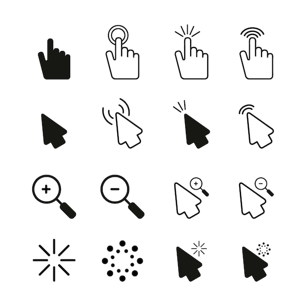 Flat design mouse cursor set