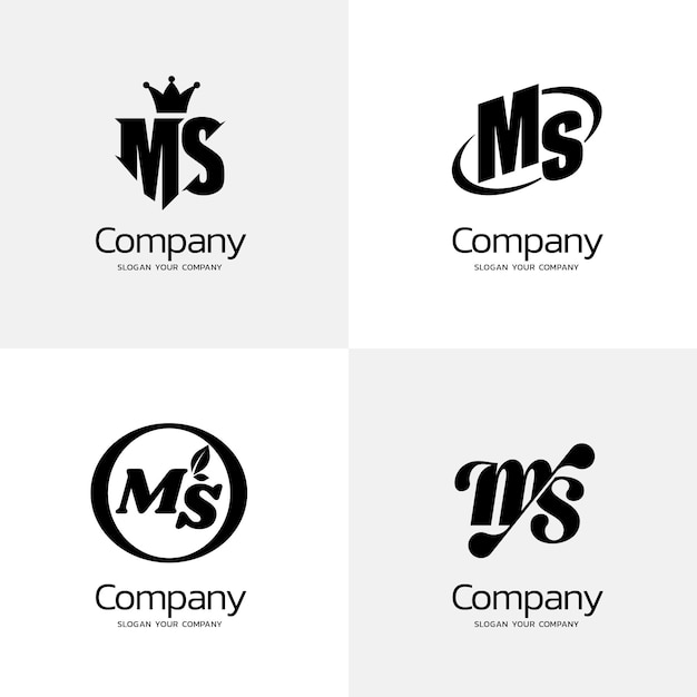 Плоский дизайн коллекции логотипов ms