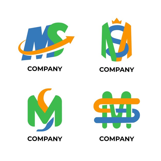 Flat design ms logo collection