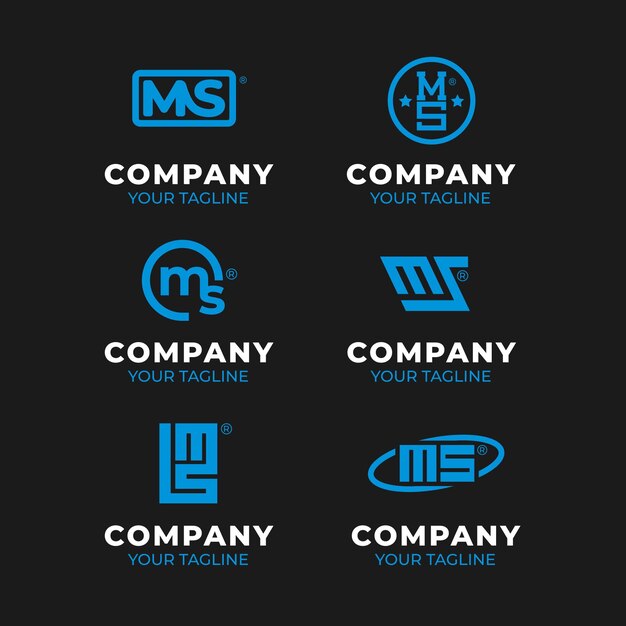 Flat design ms logos pack