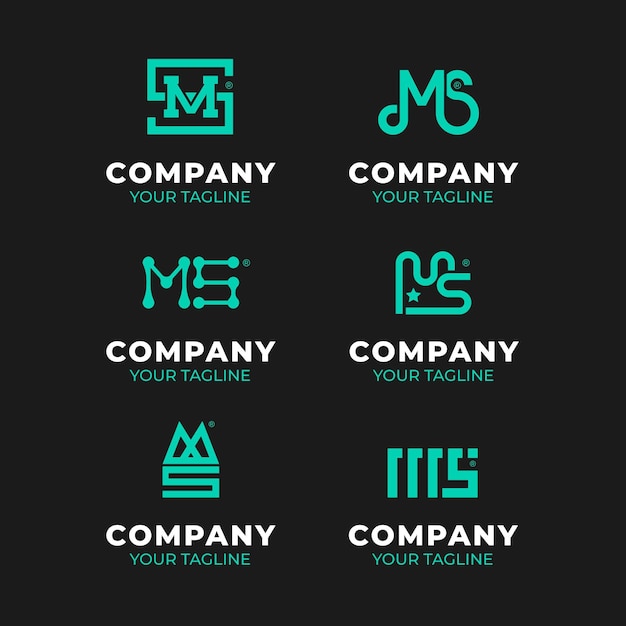 Flat design ms logos pack