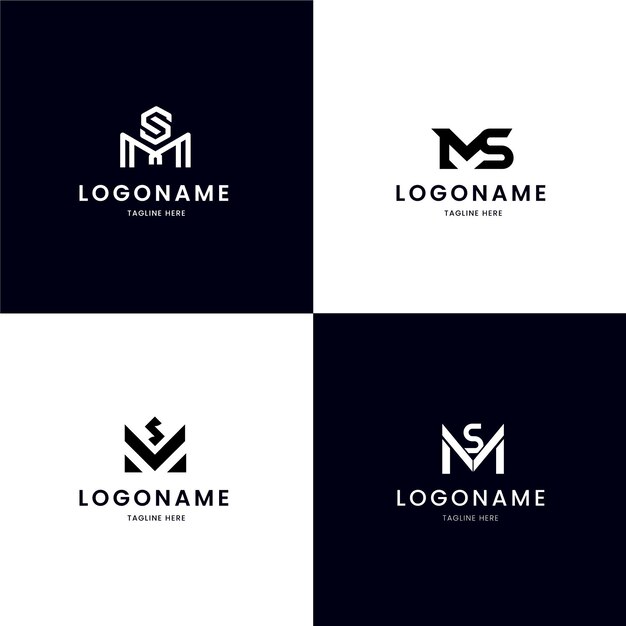 Flat design ms logos set