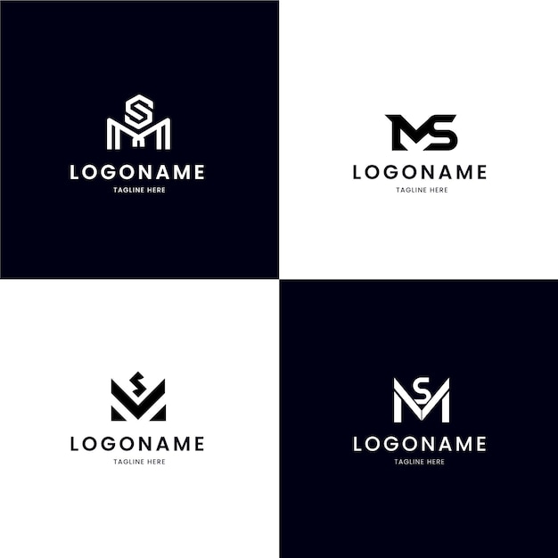Набор логотипов ms в плоском дизайне