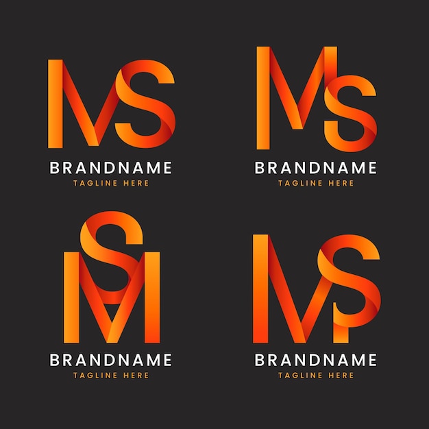 Flat design ms logos set