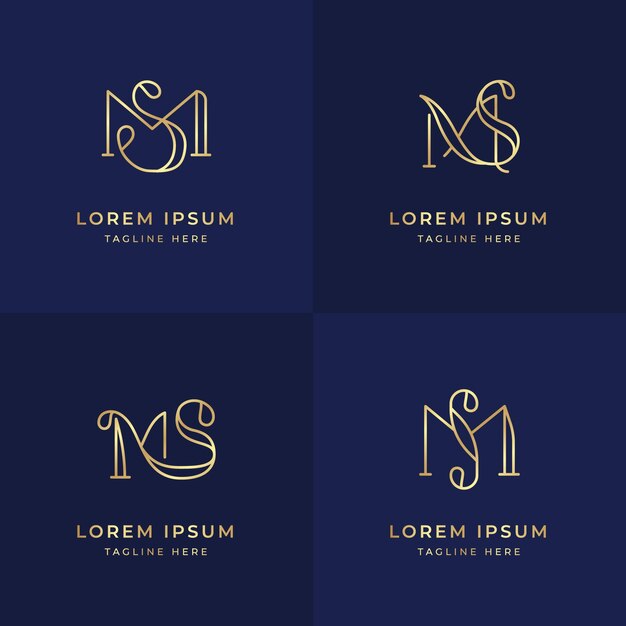 Flat design ms logos set