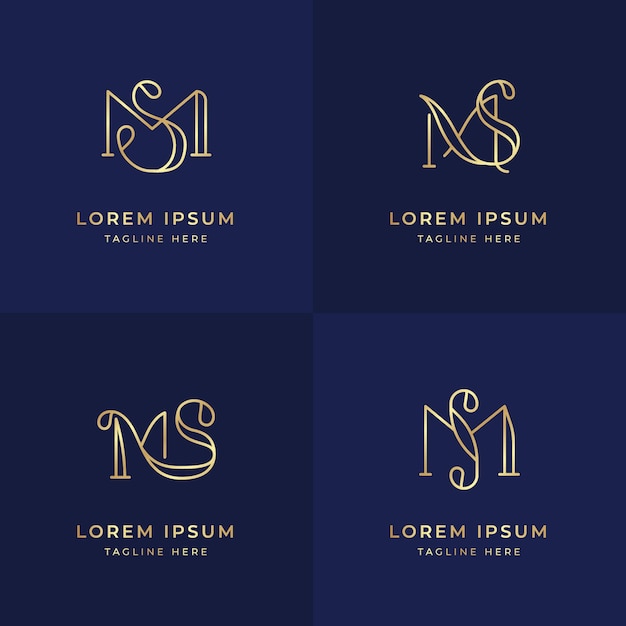 Flat design ms logos set