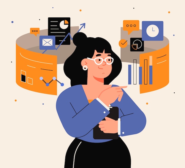 Free vector flat design multitask business woman