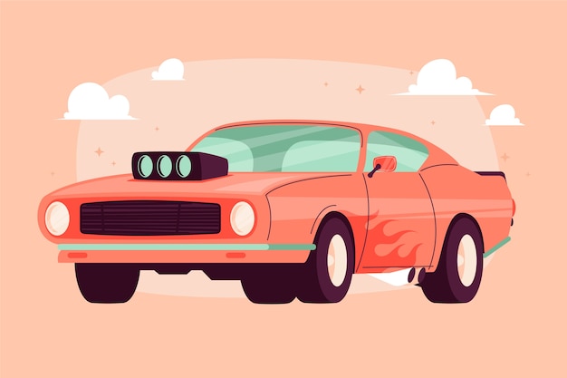 Illustrazione di muscle car design piatto