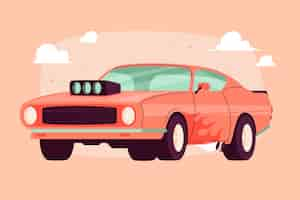 Vettore gratuito illustrazione di muscle car design piatto