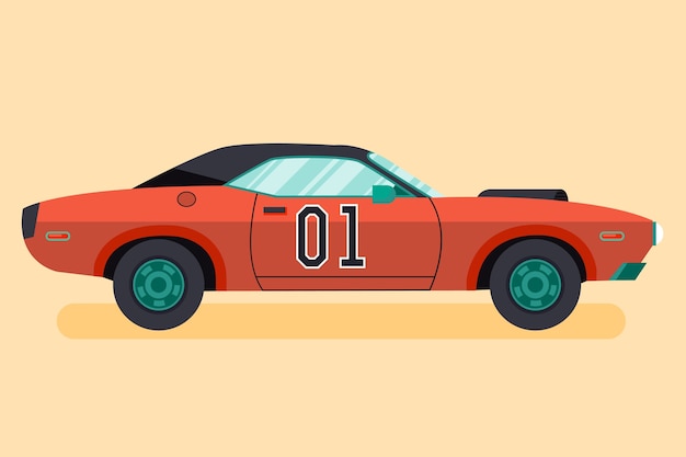 Illustrazione di muscle car design piatto