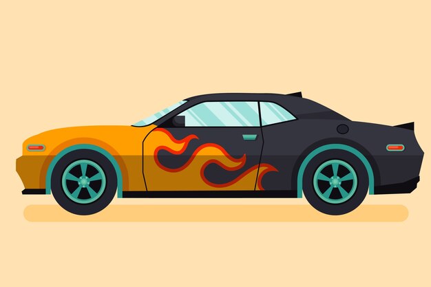 Flat design muscle car illustration