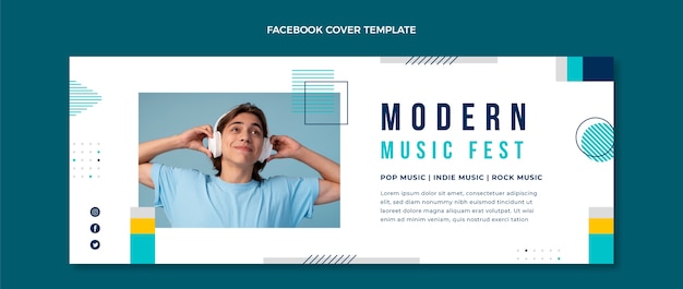 Flat design of music festival facebook cover