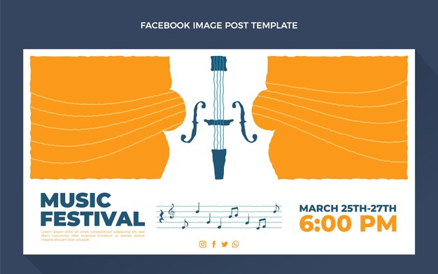 Post di facebook del festival di musica dal design piatto