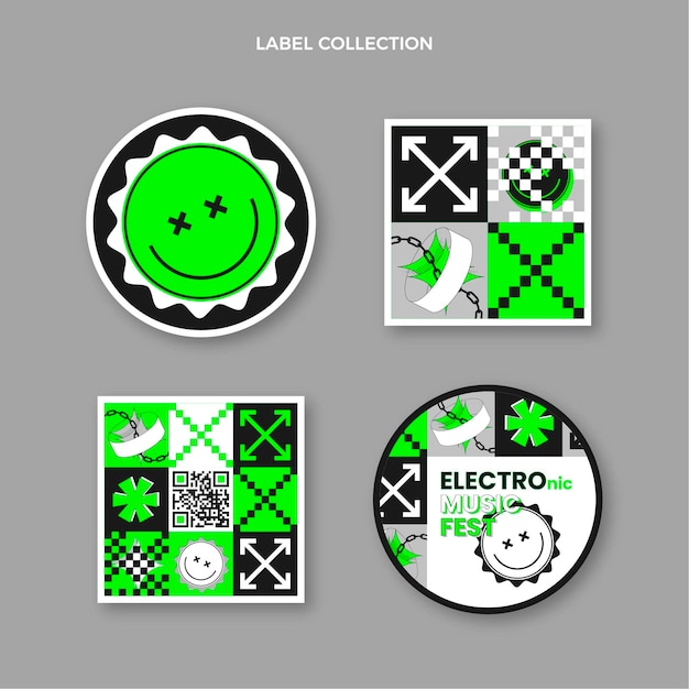 Free vector flat design music festival label and badges