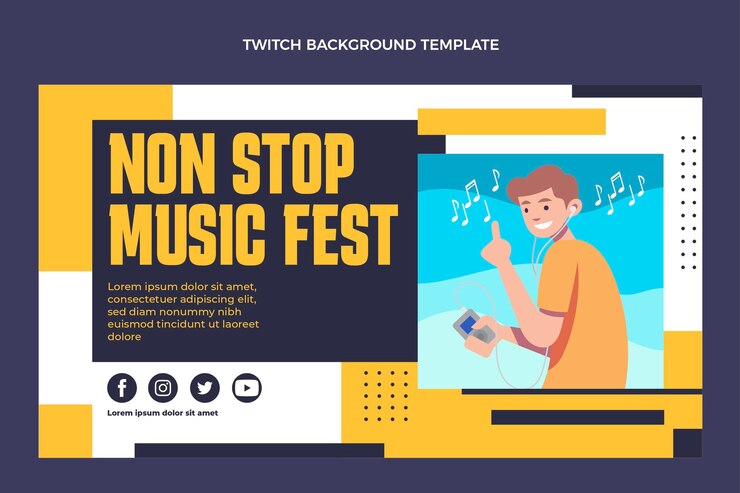 무료 Vector 평면 디자인 음악 축제 트 위치 배경