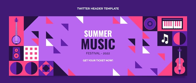 Заголовок twitter музыкального фестиваля в плоском стиле