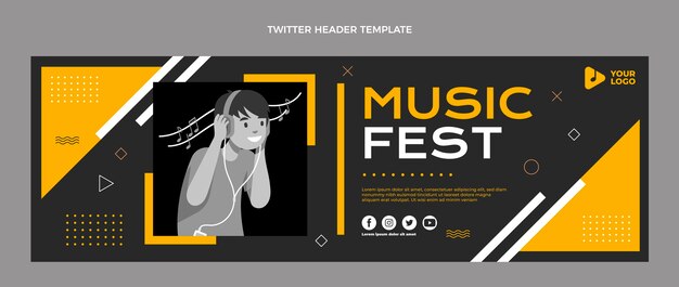 Flat design music festival twitter header