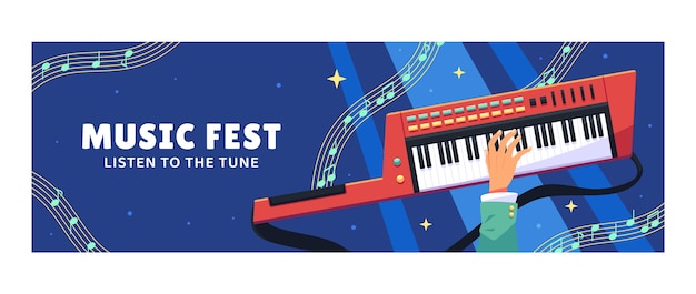 Flat design music festival  twitter header