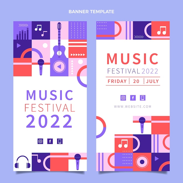 Flat design music festival vertical banners