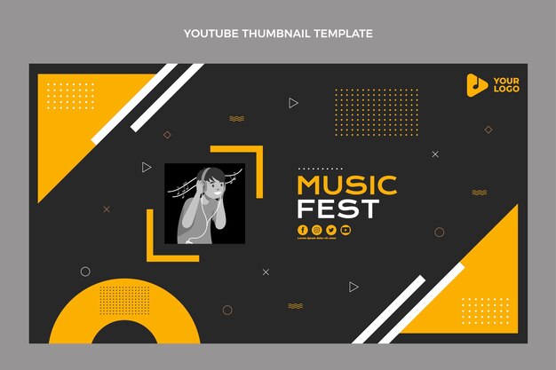 Flat design music festival youtube channel art