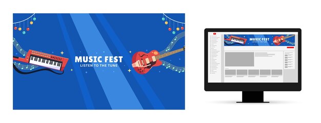 Плоский дизайн музыкального фестиваля youtube канал искусство