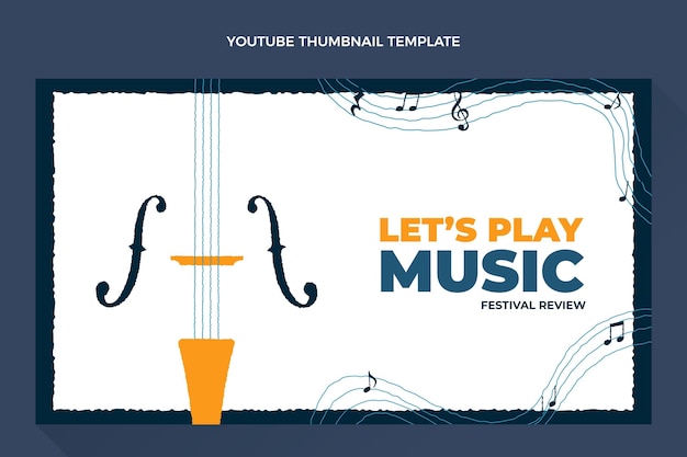 Free vector flat design music festival youtube thumbnail