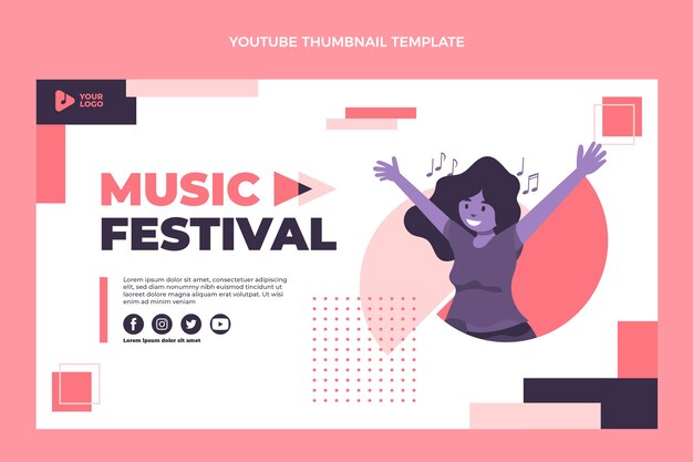 Flat design of music festival youtube thumbnail