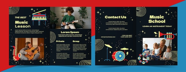 Flat design music school template