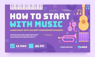 Free vector flat design music school webinar template