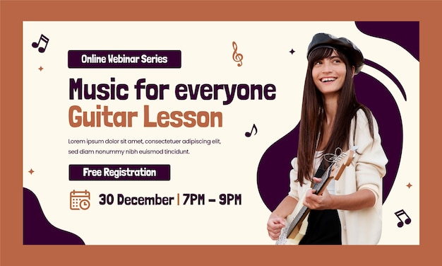 Free vector flat design music school webinar