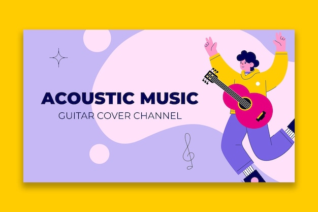 Flat design music youtube channel art design