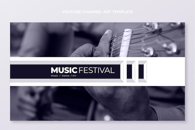 Vettore gratuito modello di arte del canale youtube di musica dal design piatto