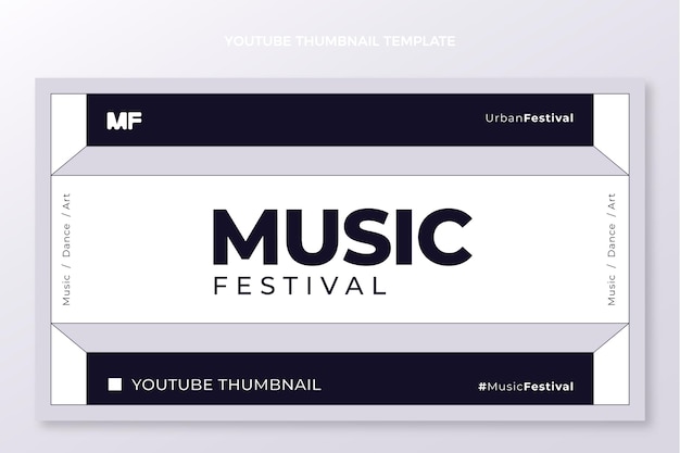 Vettore gratuito modello di anteprima di youtube per musica dal design piatto