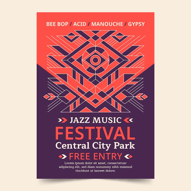 Free vector flat design musical event poster template