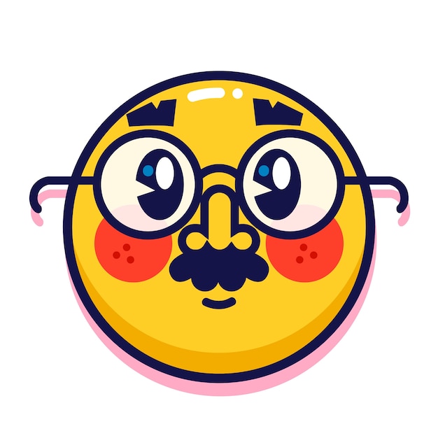 Free vector flat design mustache emoji illustration