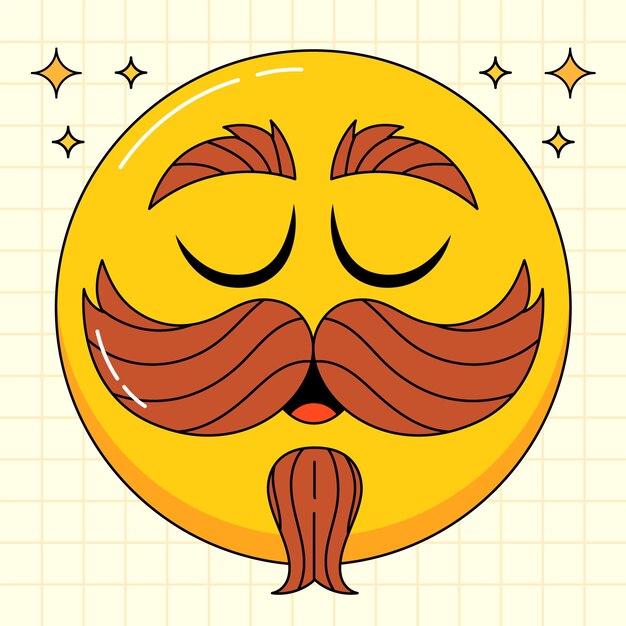 Flat design mustache emoji illustration