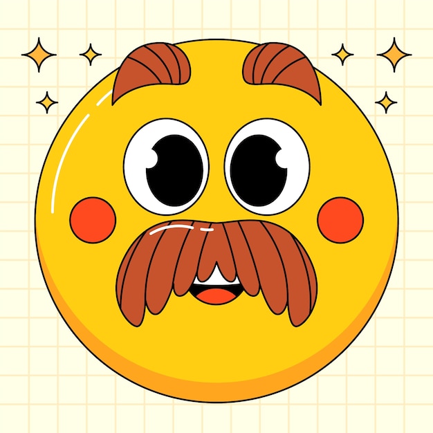 Flat design mustache emoji illustration