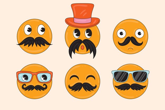 flat design mustache emoji illustration