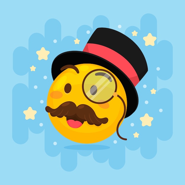 Flat design mustache emoji illustration