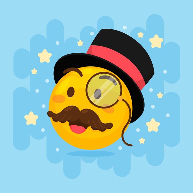 Flat design mustache emoji illustration