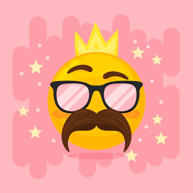 Flat design mustache emoji illustration